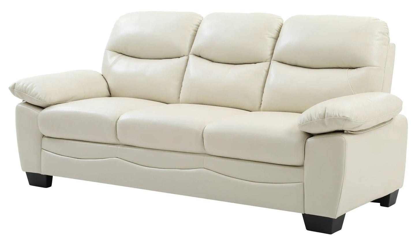 Marta sofa beige leather three-seat stationary sofa on Tampa Home & Garden Store