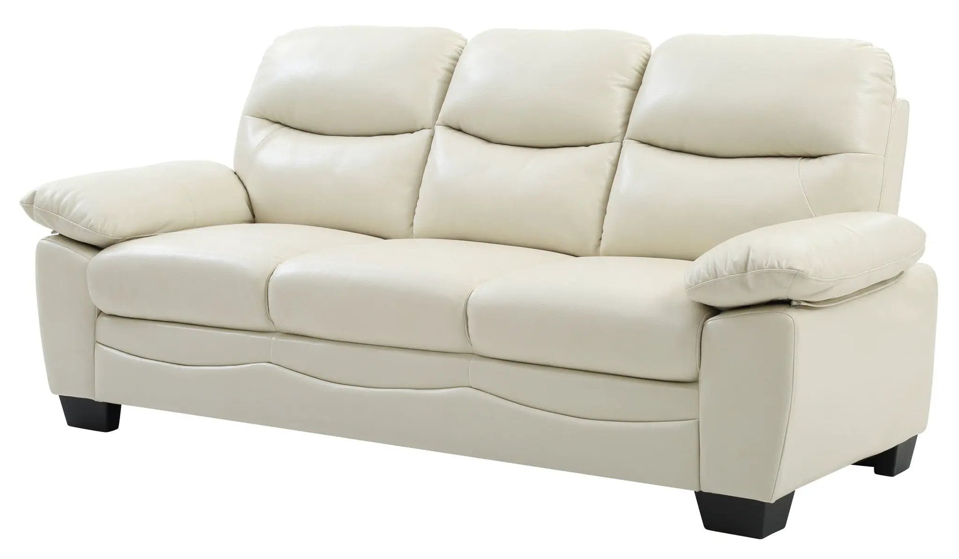 Marta sofa beige leather three-seat stationary sofa on Tampa Home & Garden Store
