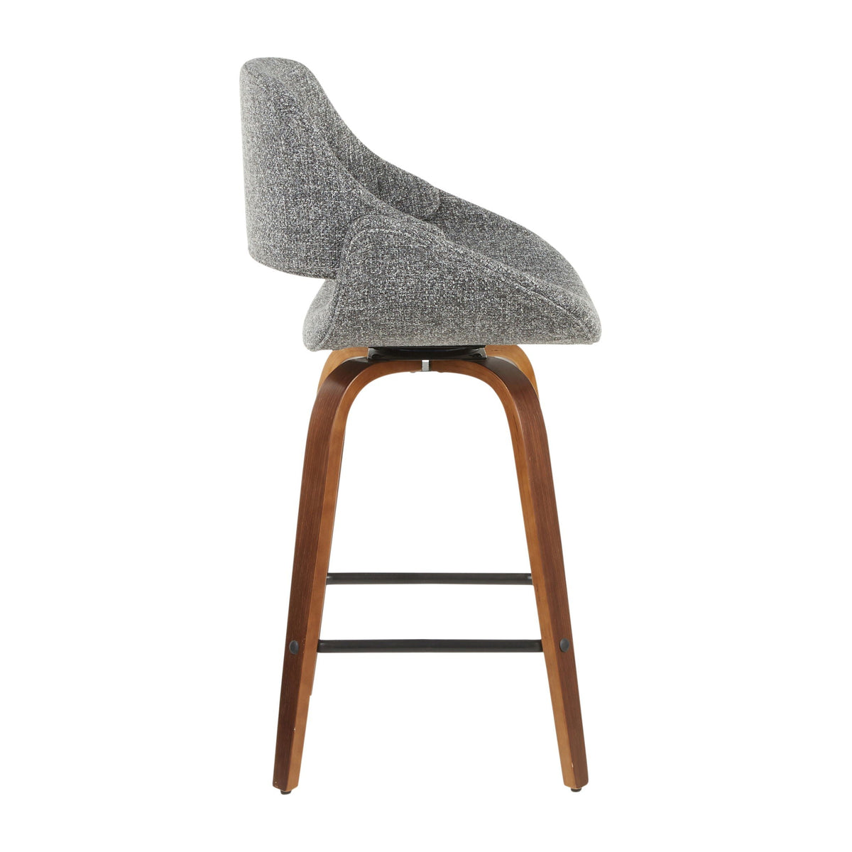Fabrico mid-century modern counter stool gray textured fabric with curved wood legs on Tampa Home & Garden Store
