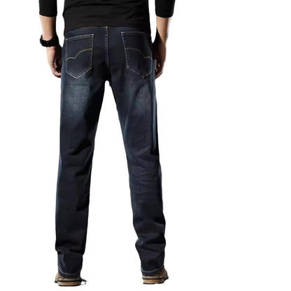 High Elastic Men's Straight Loose Jeans dark indigo denim back pockets FLIPSTYLEZLLC on Tampa Home & Garden Store