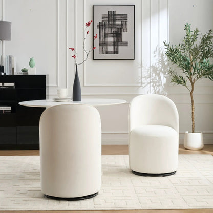 360 Degree Swivel Armless Dining Barrel Chair by Unique Piece Furniture, white seating on Tampa Home & Garden Store