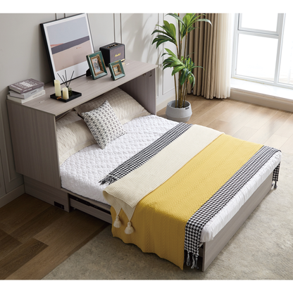 Cabinet bed with storage and foam mattress in gray wood finish by HouseOfZazla on Tampa Home & Garden Store