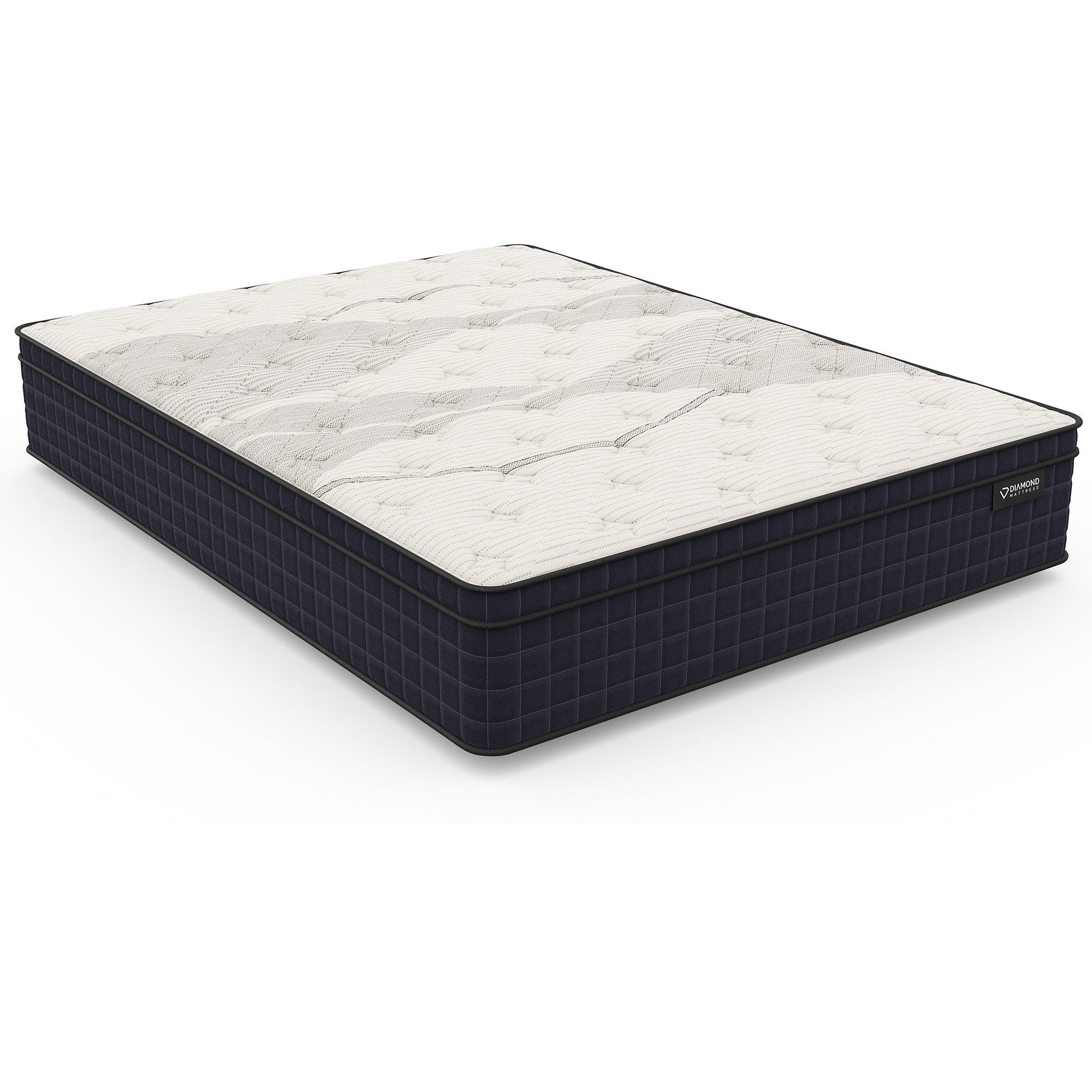 Diamond Nina Copper Cooling Hybrid Mattress King Size cream top navy quilted sides on Tampa Home & Garden Store