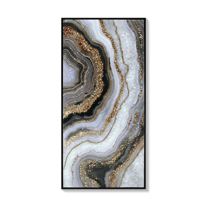 Canvas Art framed wall print with frosted glass gray marble swirls and gold glitter accents on Tampa Home & Garden Store