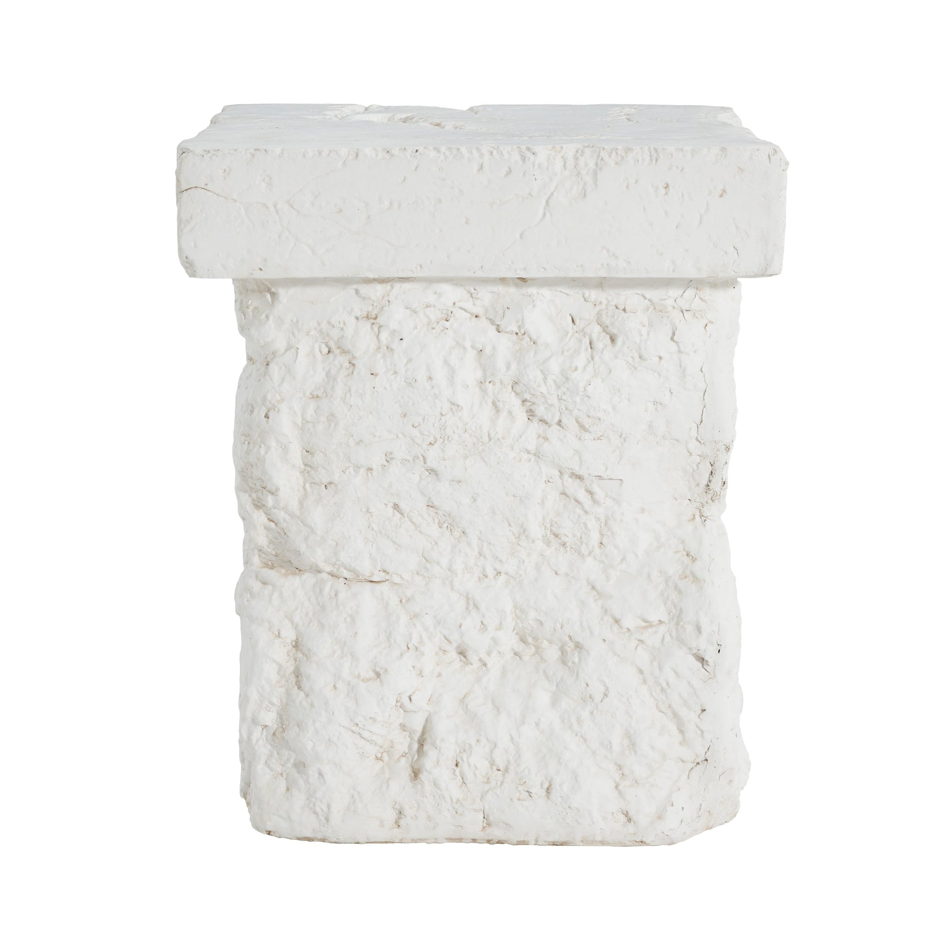 Talia Outdoor Patio Modern Artistry MGO Side Table White stone pedestal HouseOfZazla on Tampa Home & Garden Store