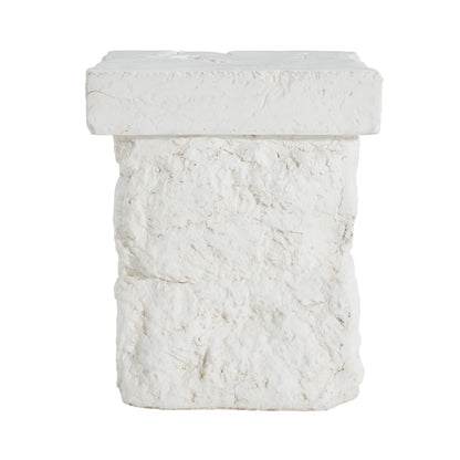 Talia Outdoor Patio Modern Artistry MGO Side Table White stone pedestal HouseOfZazla on Tampa Home & Garden Store