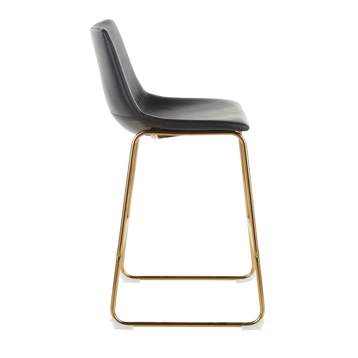 Duke Contemporary Counter Stool, black leather seat with gold-tone legs, set of 2 on Tampa Home & Garden Store