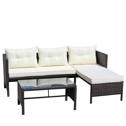 3 Piece Outdoor Wicker and Rattan Patio Set