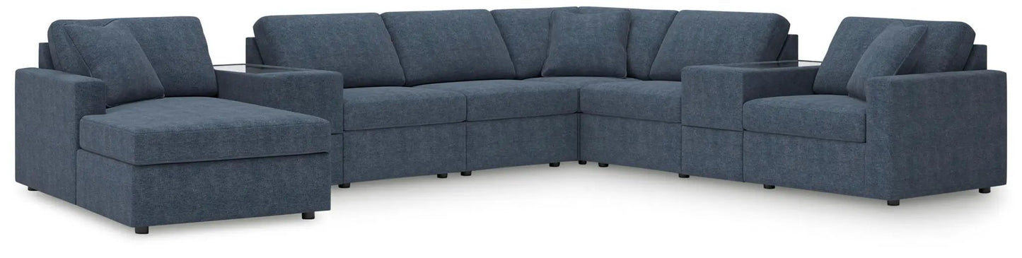 Modmax Sectional Ink blue fabric stationary L-shaped sofa with chaise and cushions on Tampa Home & Garden Store
