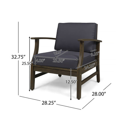 Enchanting Outdoor Club Chair with slat panel design and dark gray water resistant cushion on Tampa Home & Garden Store