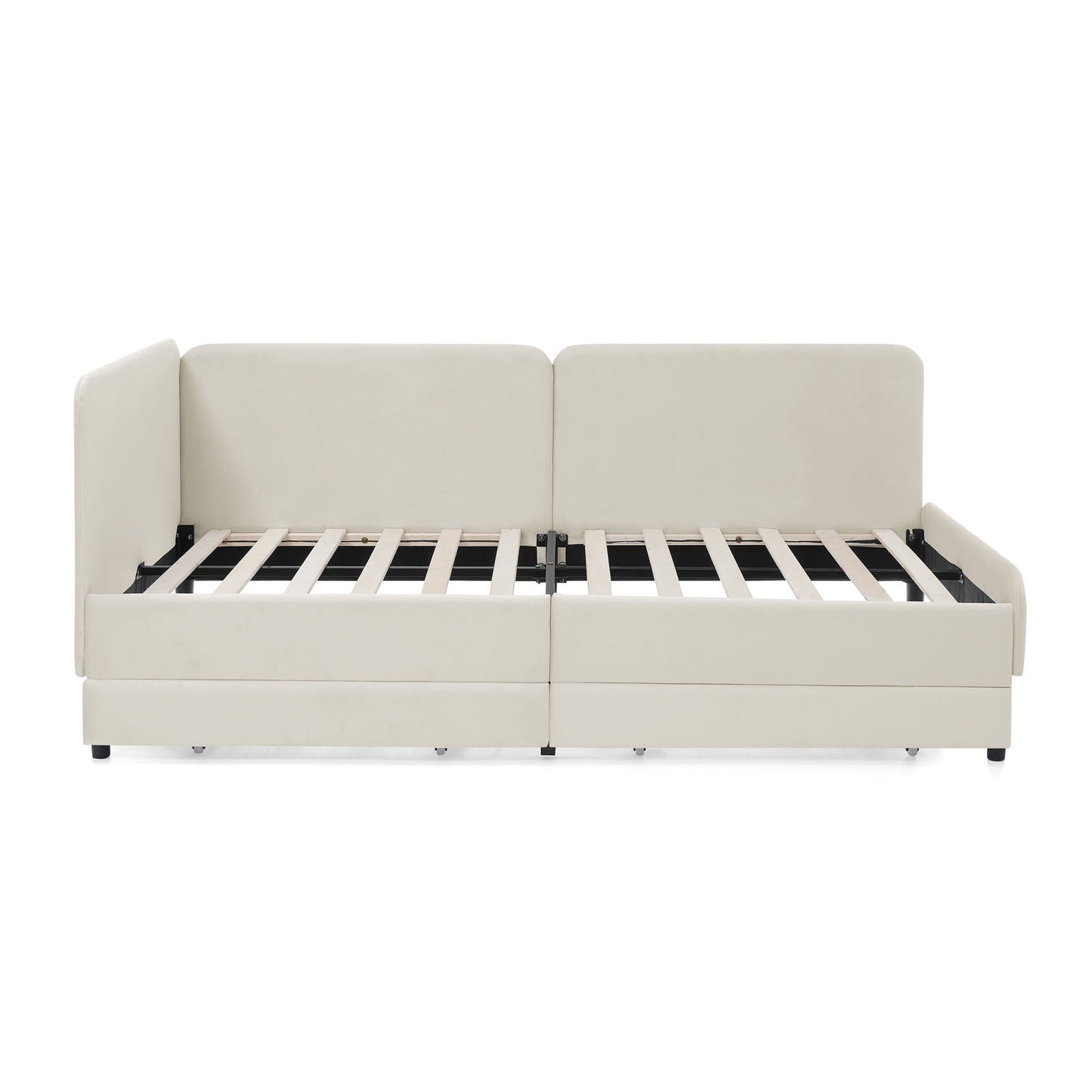 Upholstered Platform Sofa Bed with Drawers