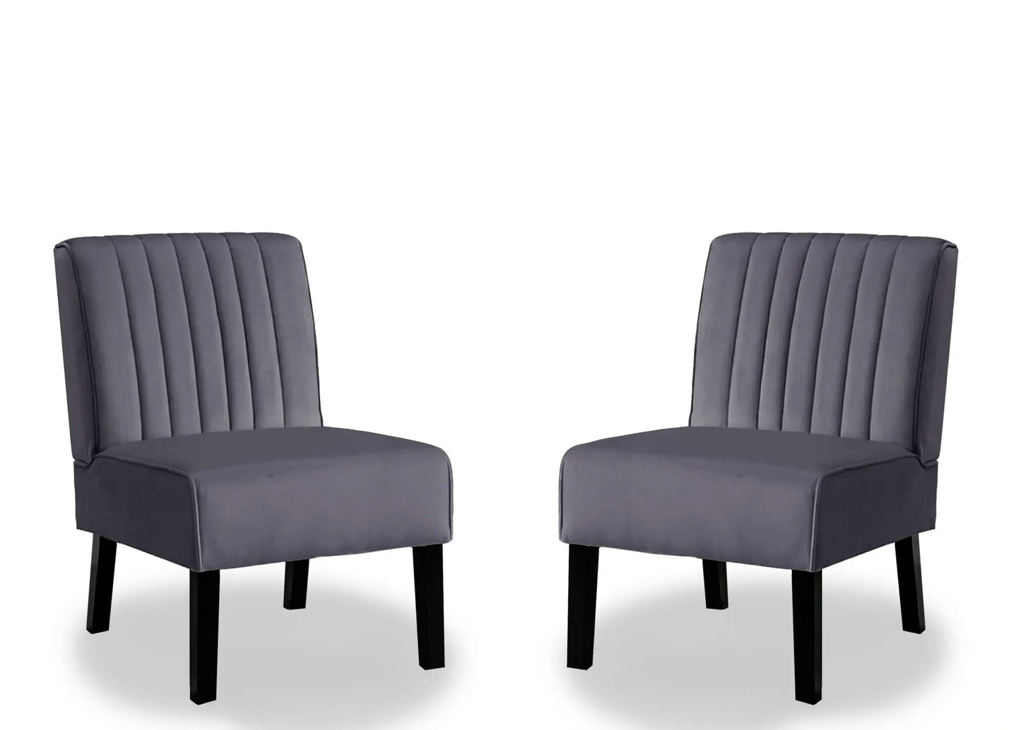 Reese mid-century modern accent chairs grey velvet, set of 2 with black tapered legs on Tampa Home & Garden Store