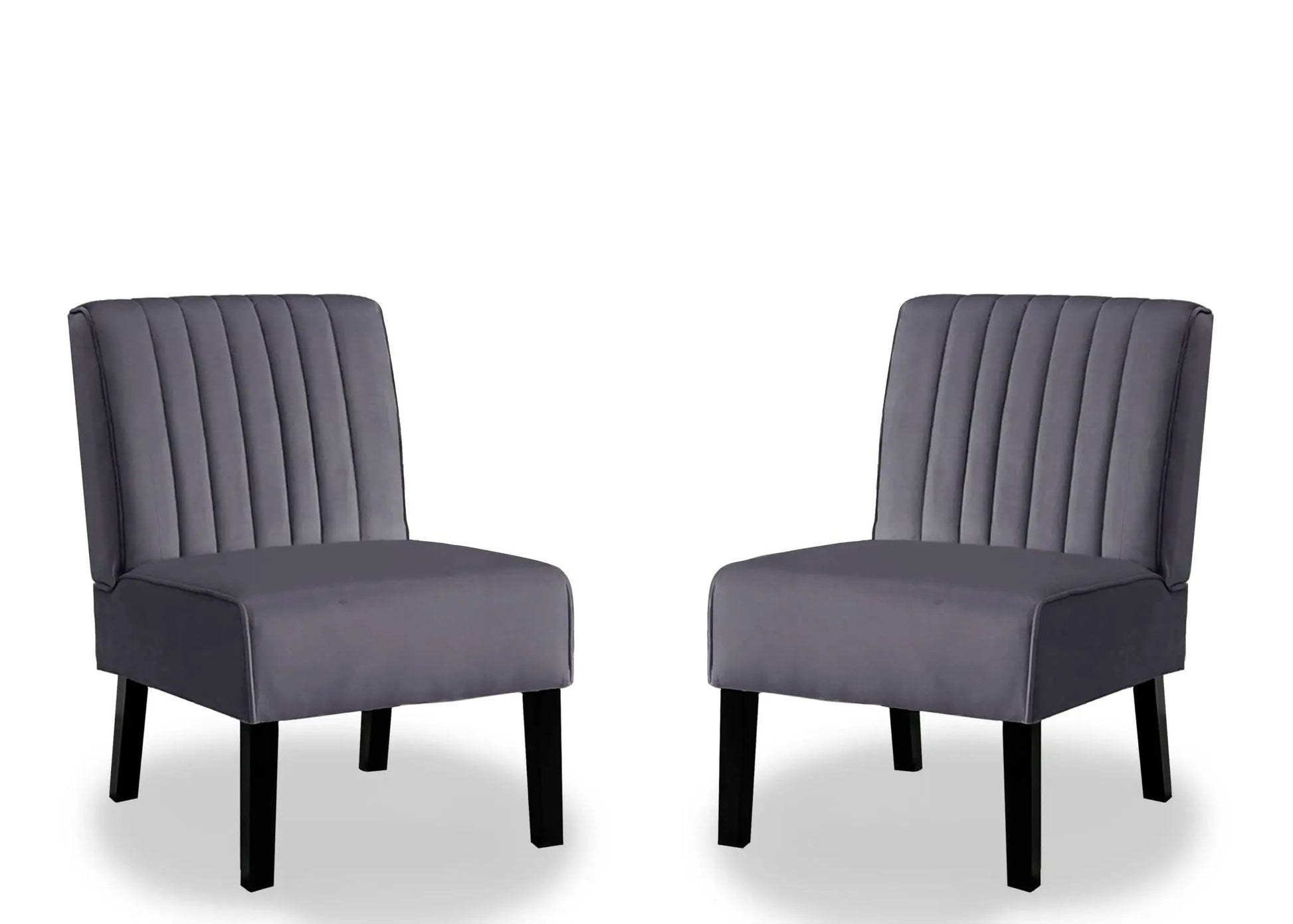 Reese mid-century modern accent chairs grey velvet, set of 2 with black tapered legs on Tampa Home & Garden Store