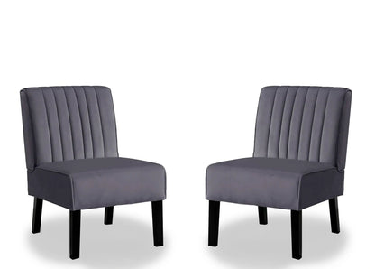 Reese mid-century modern accent chairs grey velvet, set of 2 with black tapered legs on Tampa Home & Garden Store