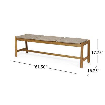 Cambria 3-Seater Teak outdoor bench with woven beige seat cushions by HouseOfZazla on Tampa Home & Garden Store