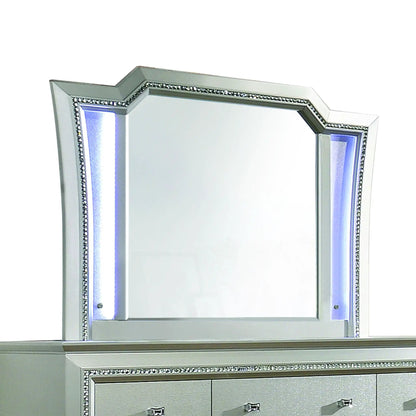Kaitlyn LED Mirror; crystal-edged frame with blue lighting by Unique Piece Furniture on Tampa Home & Garden Store