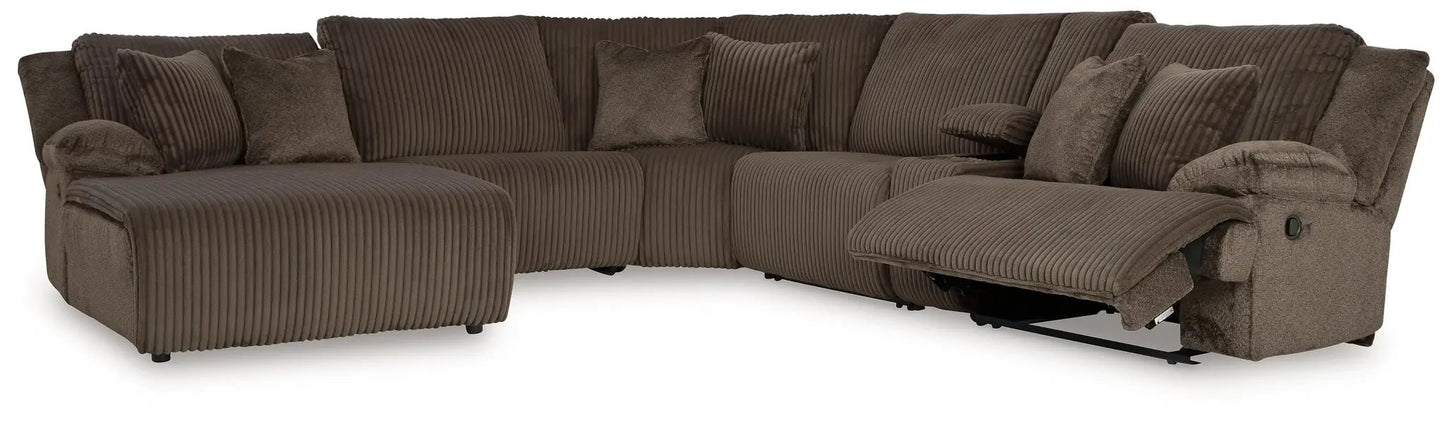 Top Tier Corduroy Reclining Sectional with Chaise