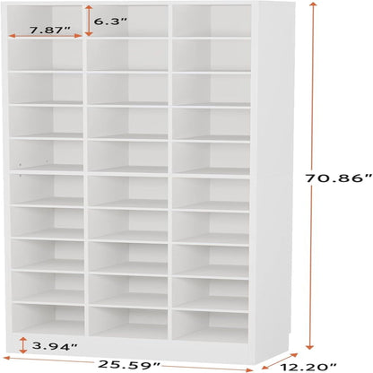 10-tier white wood shoe storage cabinet with 30 cubbies for organized footwear on Tampa Home & Garden Store
