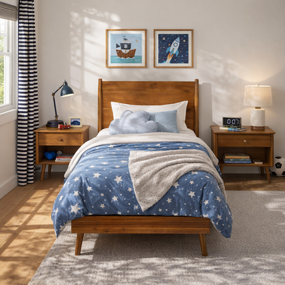 Cohron solid wood twin platform bed warm brown finish by HouseOfZazla on Tampa Home & Garden Store