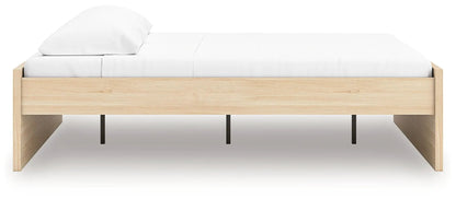 Onita platform bed by Unique Piece Furniture in light oak with white mattress, low-profile frame on Tampa Home & Garden Store