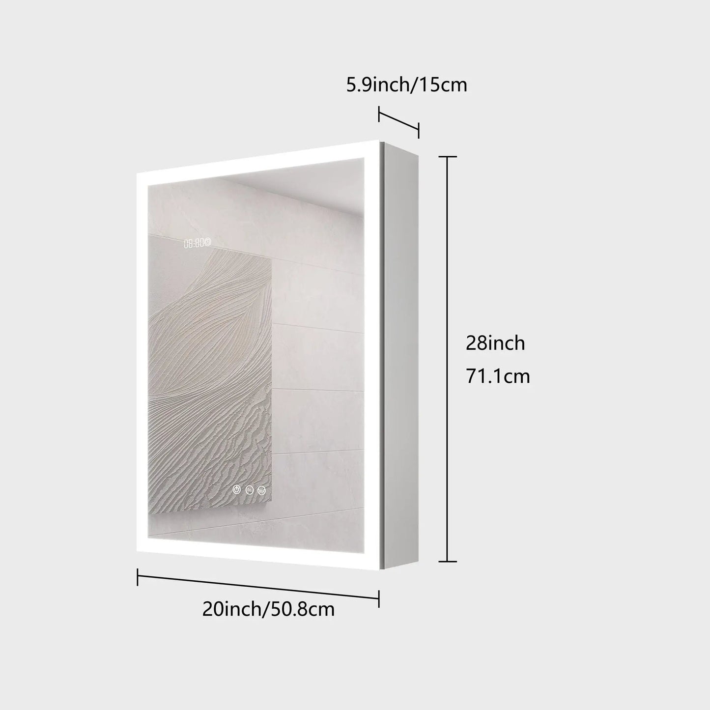 White LED lighted medicine cabinet with mirror and defogger, 20in wide, Unique Piece Furniture on Tampa Home & Garden Store
