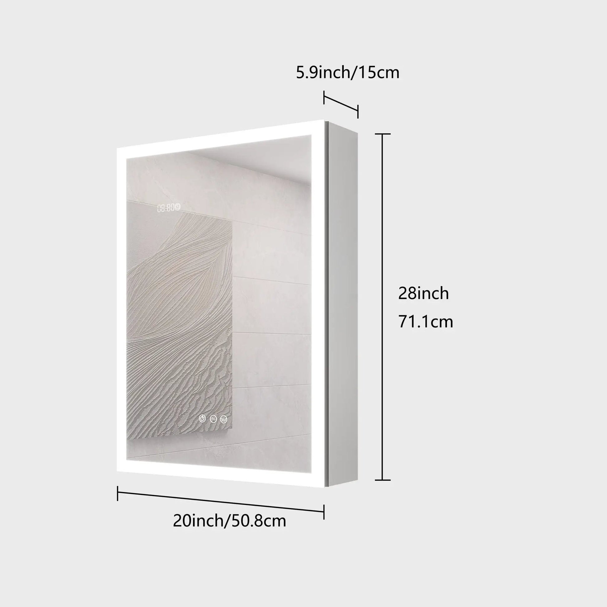 White LED lighted medicine cabinet with mirror and defogger, 20in wide, Unique Piece Furniture on Tampa Home & Garden Store