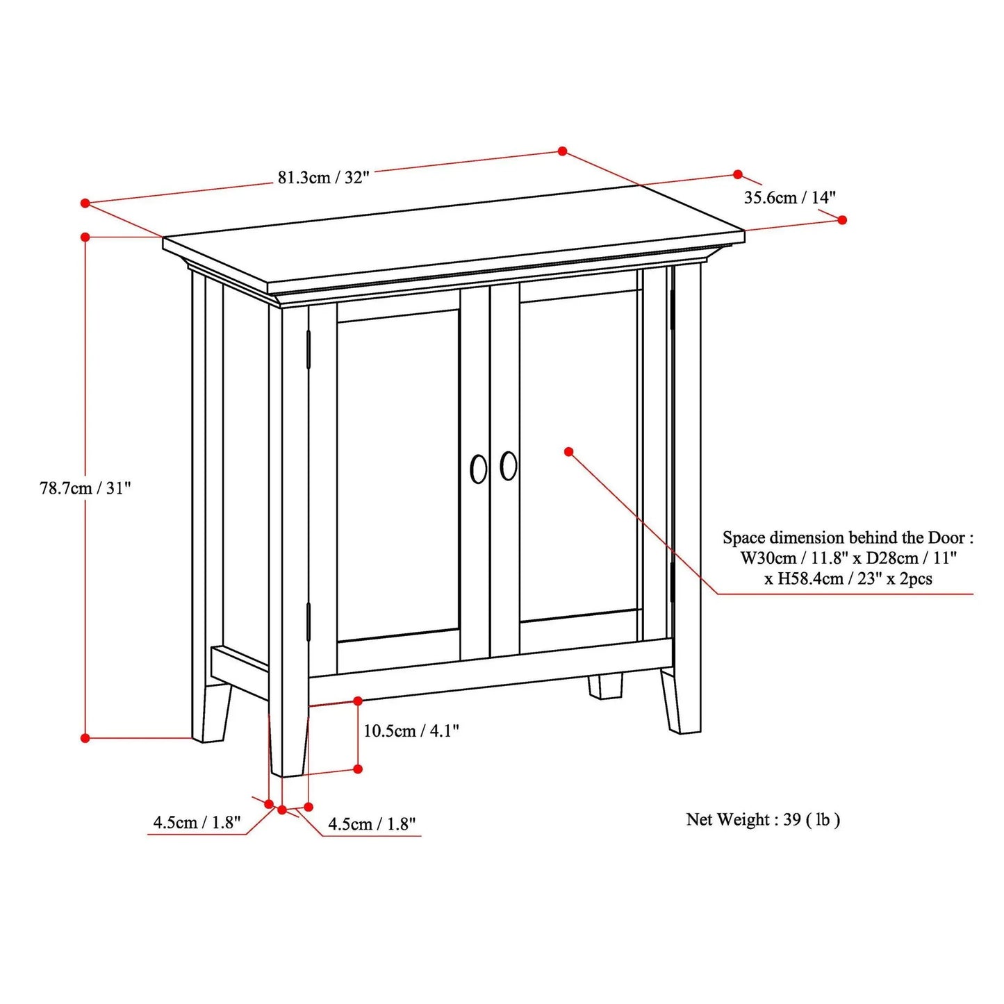 Redmond Handcrafted Solid Wood Storage Cabinet