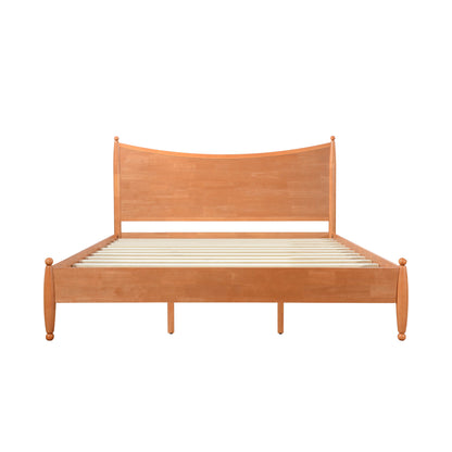 King size solid wood platform bed frame with curved headboard natural finish HouseOfZazla on Tampa Home & Garden Store