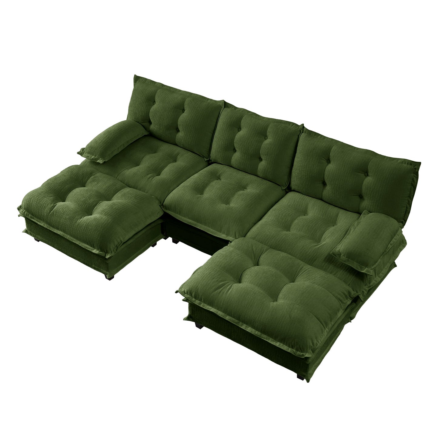 107-inch U-shaped modern sofa modular sectional emerald velvet with ottomans on Tampa Home & Garden Store