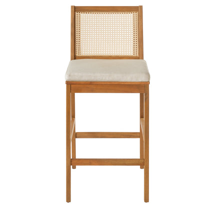 Kirkby Acacia Wood Outdoor Barstool with Cushion