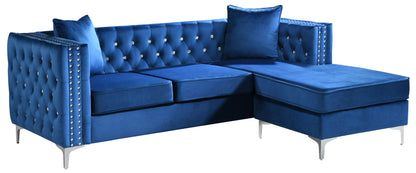Paige Sofa Chaise and Elegant Tufted Steel Legs