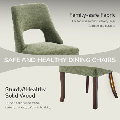Green tufted chenille dining chair with curved solid wood legs by HouseOfZazla on Tampa Home & Garden Store