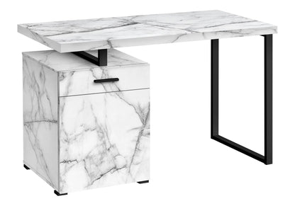 Computer desk with white marble-look storage drawers, black metal legs Unique Piece Furniture on Tampa Home & Garden Store