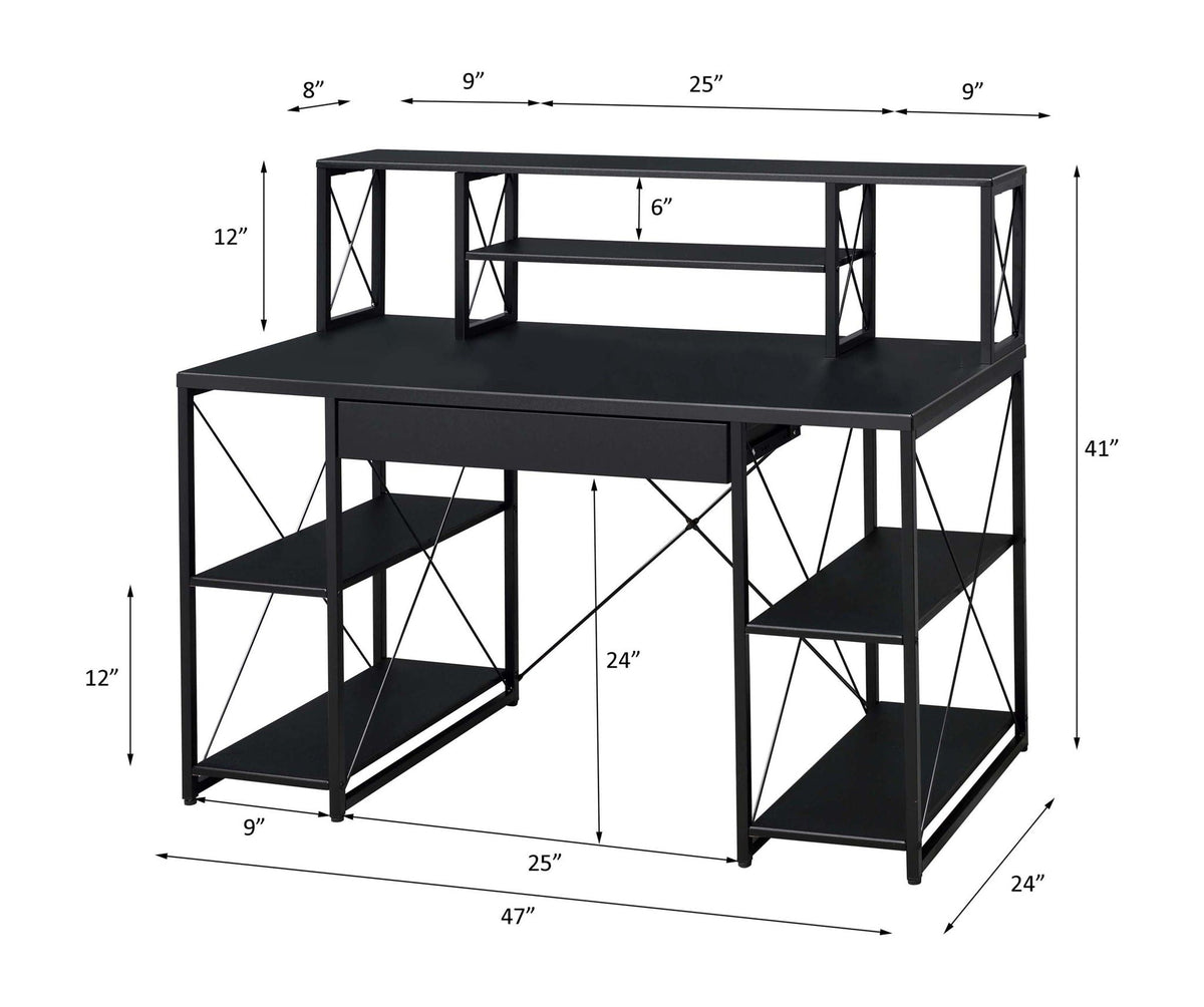 Amiel All Purpose Writing Desk with Storage in black metal frame by HouseOfZazla on Tampa Home & Garden Store