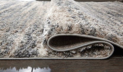 Gizela Rug plush shag accent rug in beige gray tones on Tampa Home & Garden Store