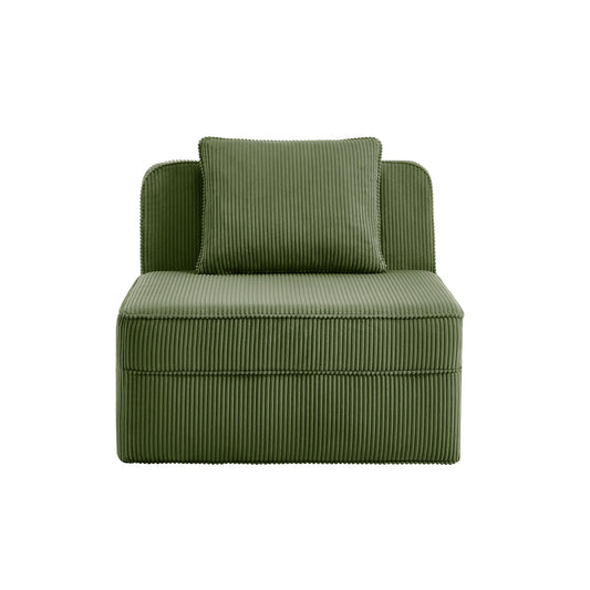 Armless sofa with pillow in green corduroy fabric HouseOfZazla on Tampa Home & Garden Store