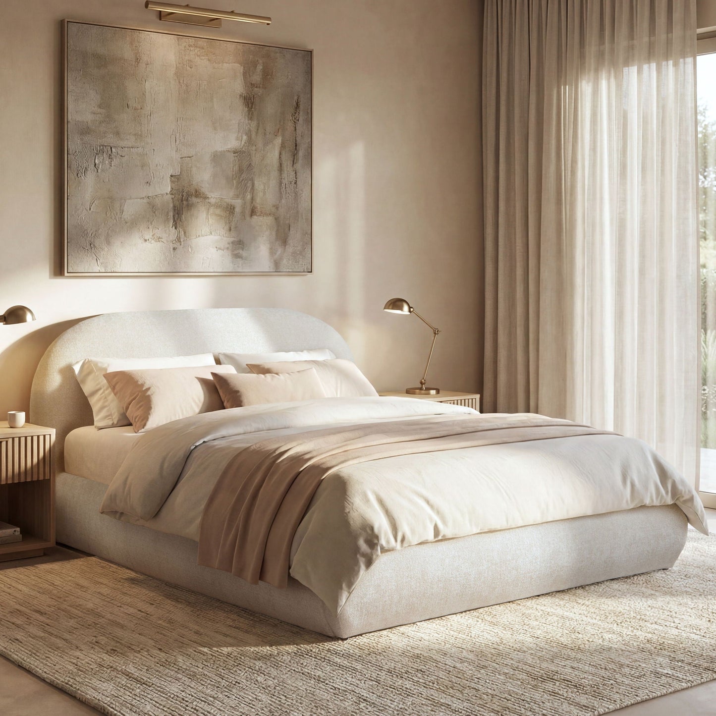 Archie Puffy Upholstered Platform Bed and Frame