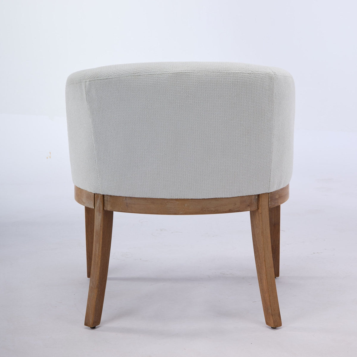 Mid Century Modern upholstered barrel chair with arms beige fabric wood legs HouseOfZazla on Tampa Home & Garden Store