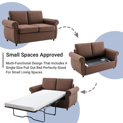 Pull Out Sofa Bed With Twin Memory Foam Mattress