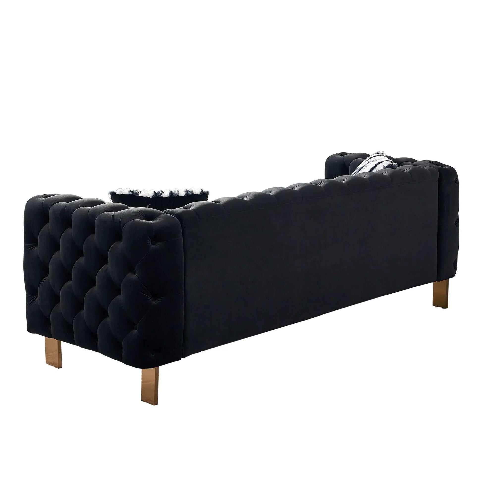 Chesterfield modern tufted black stationary sofa 84.25-inch wide on Tampa Home & Garden Store