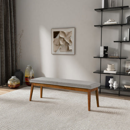 Ash gray upholstered bench with solid wood base by HouseOfZazla on Tampa Home & Garden Store