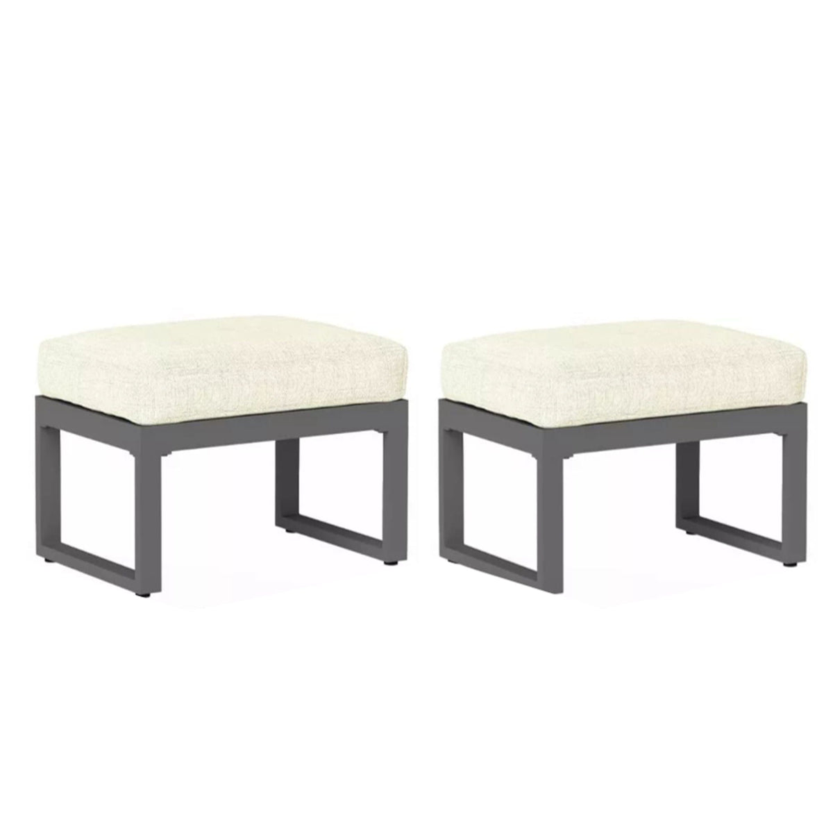 All-Weather Patio Ottomans with Thick Cushions beige 2-pack HouseOfZazla on Tampa Home & Garden Store