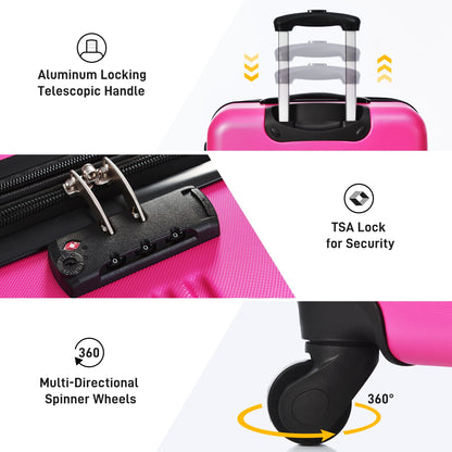 3pc pink hardside spinner luggage set with TSA lock and aluminum telescopic handle 20/24/28in on Tampa Home & Garden Store