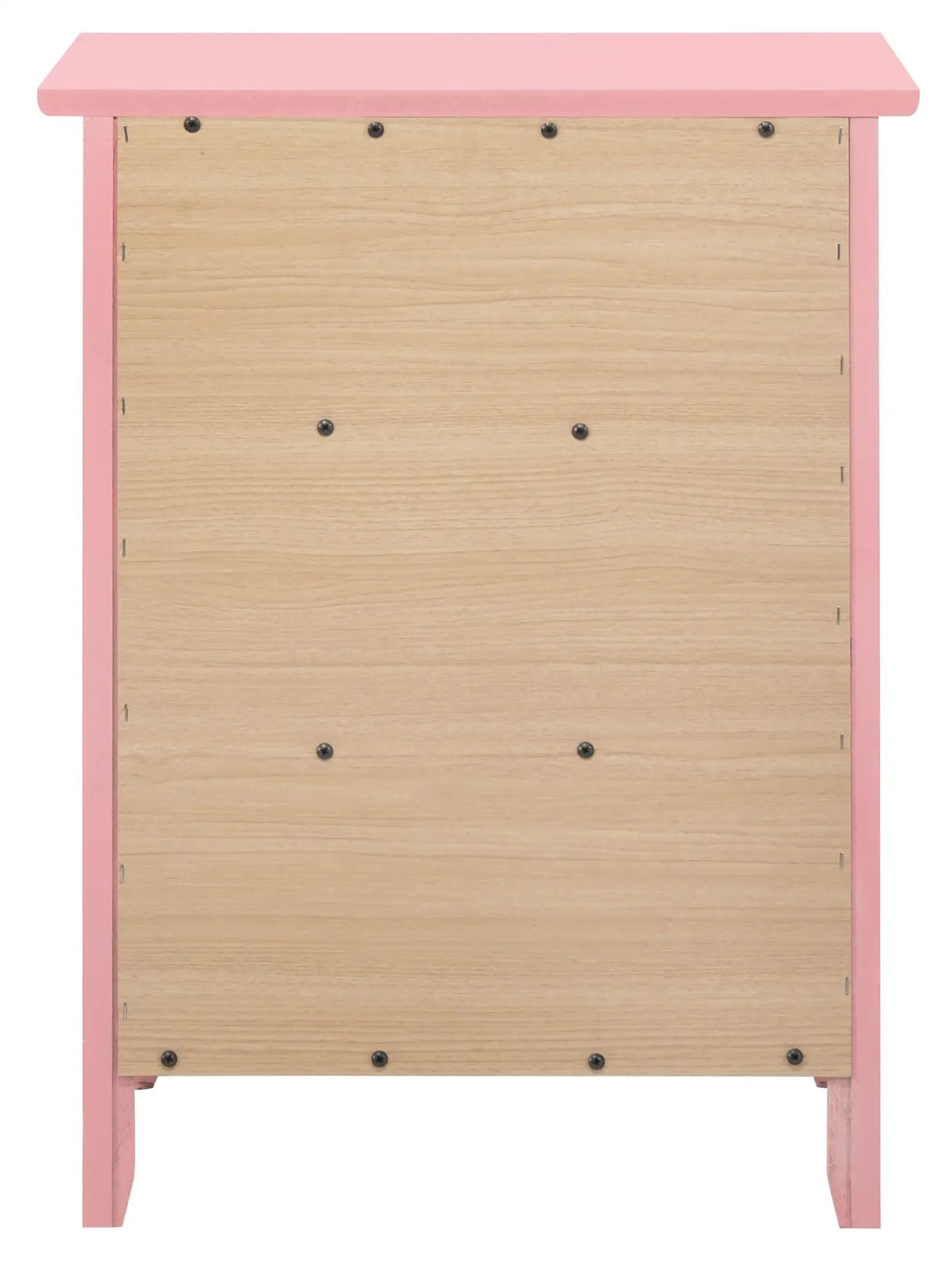 Dove Tailed Drawers 3 Drawer Nightstand pink frame natural wood panels on Tampa Home & Garden Store