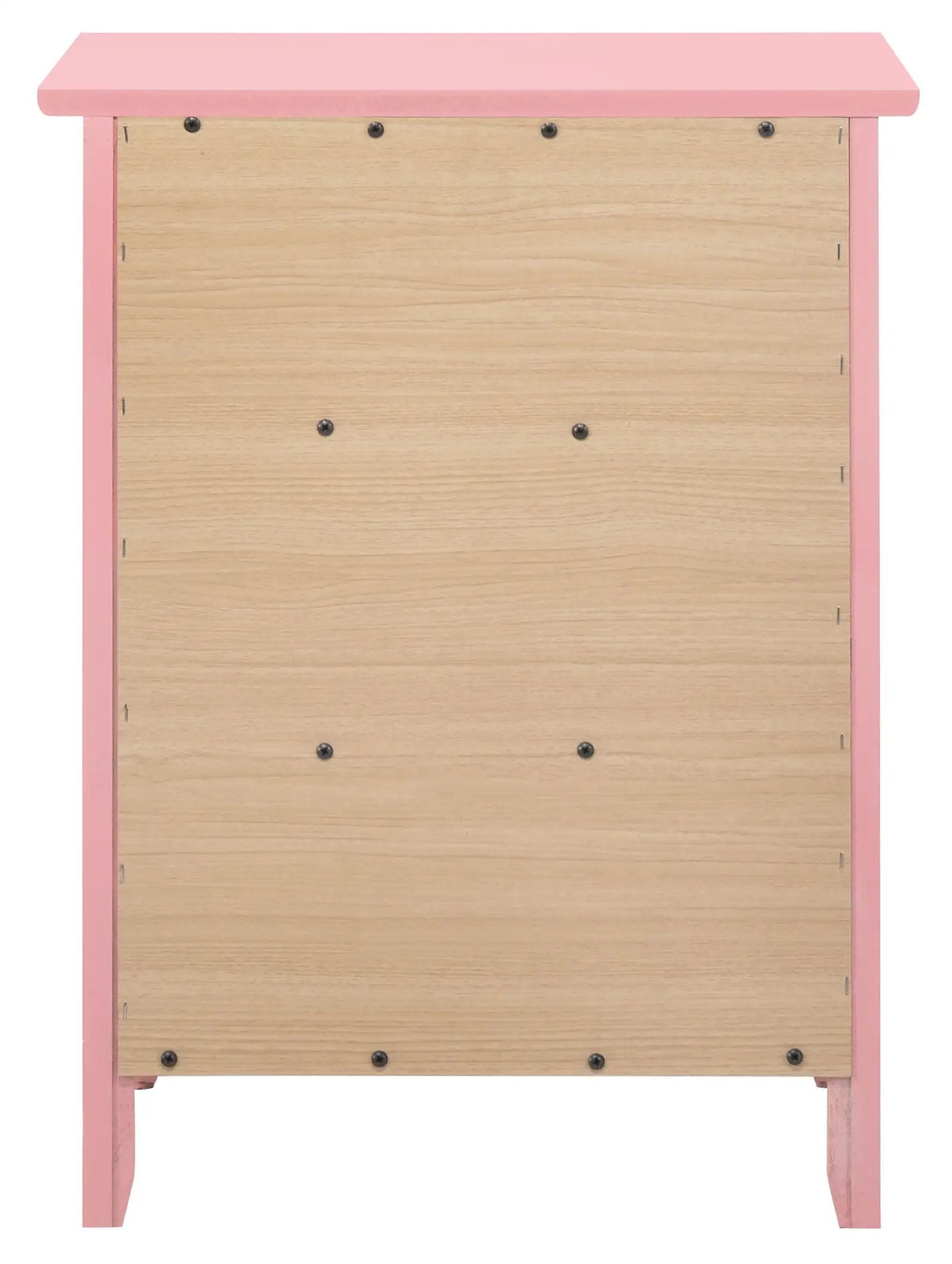 Dove Tailed Drawers 3 Drawer Nightstand pink frame natural wood panels on Tampa Home & Garden Store