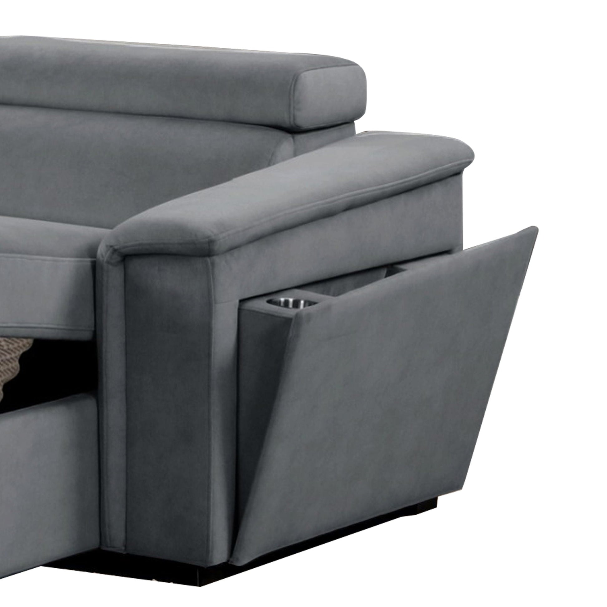 Harvey power recliner sleeper sectional with cupholder console, dark gray upholstery on Tampa Home & Garden Store