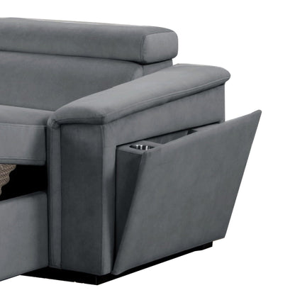 Harvey power recliner sleeper sectional with cupholder console, dark gray upholstery on Tampa Home & Garden Store
