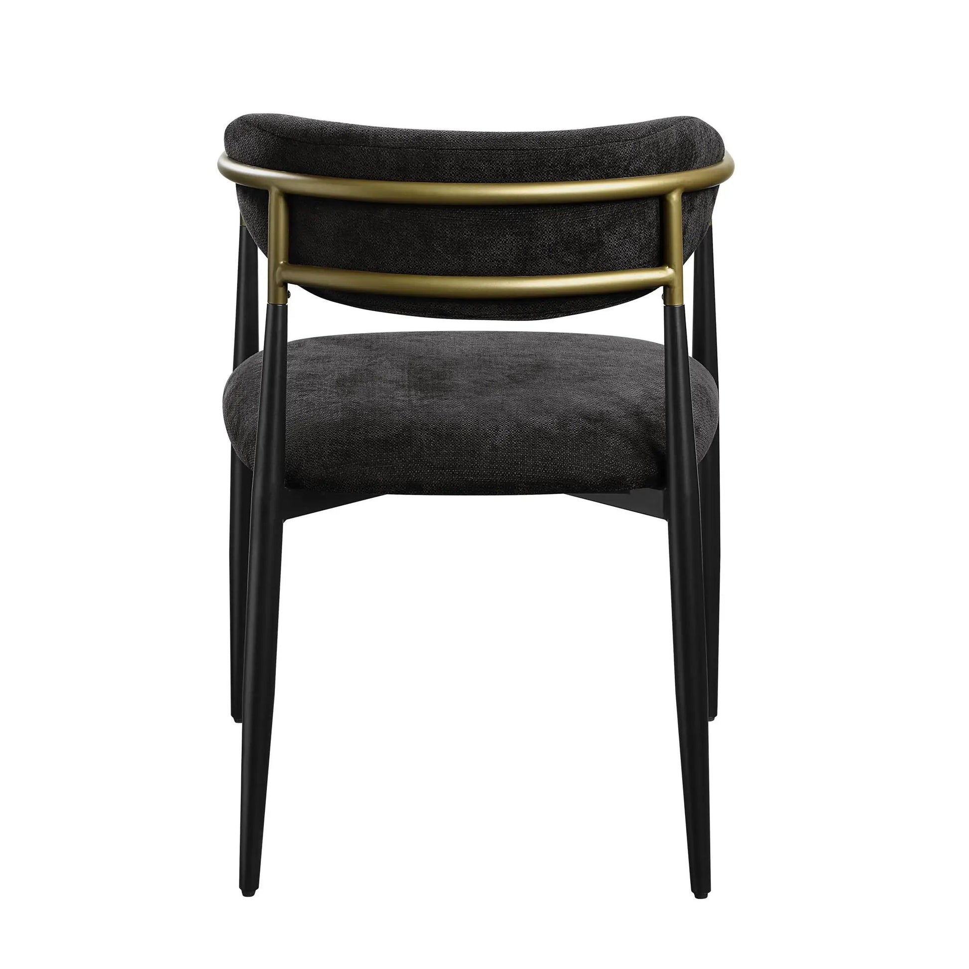 Jaramillo chair set of 2 with charcoal fabric upholstery, gold ring frame, black legs on Tampa Home & Garden Store