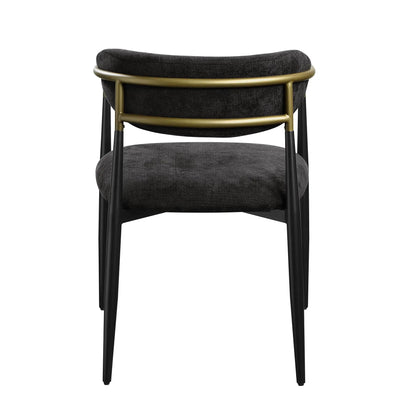 Jaramillo chair set of 2 with charcoal fabric upholstery, gold ring frame, black legs on Tampa Home & Garden Store