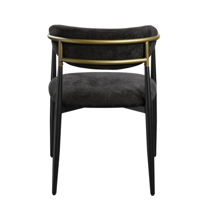Black fabric chairs with gold metal ring back frame, set of 2 by HouseOfZazla on Tampa Home & Garden Store
